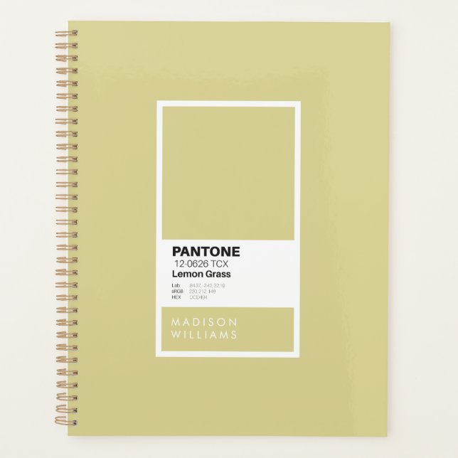 Personalized Lemon Grass Notebook | Custom Name Planner (Front)