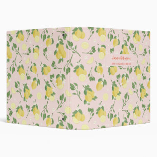 Personalized Lemon Light Pink Binder