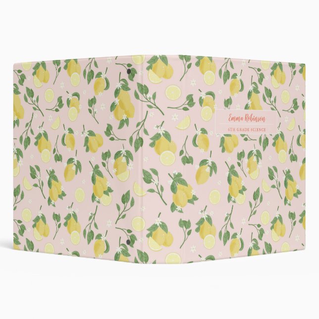 Personalized Lemon Light Pink Binder (Background)