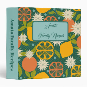 Personalized Lemon Orange Family Recipe Binder