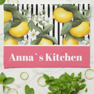 Personalized Lemon Pattern Kitchen Towel