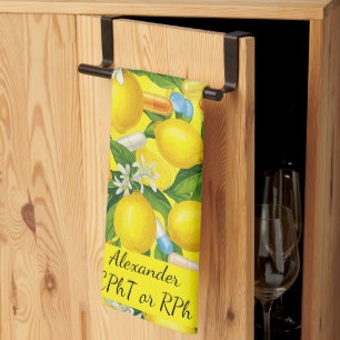 Personalized Lemon & Pills Pharmacy Kitchen Towel