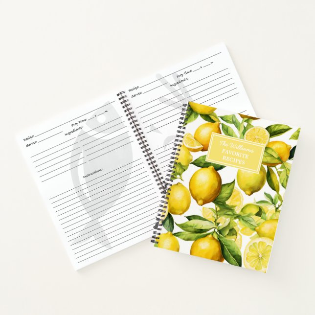 Personalized Lemon Recipe Notebook (Inside)