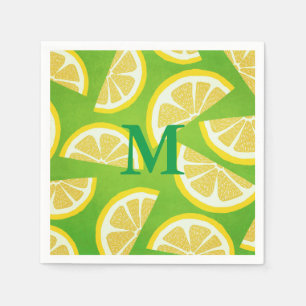 Personalized Lemon Slices on Lime Green Background Napkin
