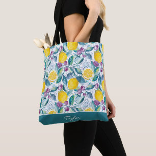 Personalized Lemon Tote Bag