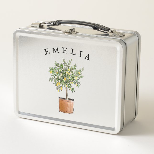 Personalized Lemon Tree Metal Lunch Box (Front)