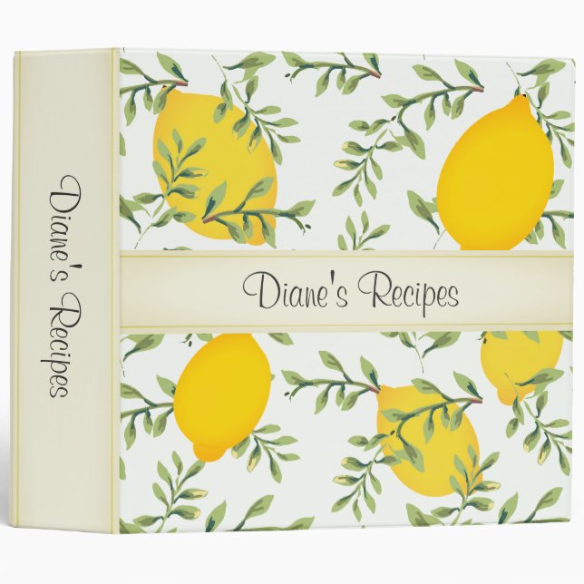 Personalized Lemon Tree Recipe 2 Inch Binder (Front/Spine)