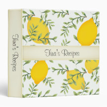 Personalized Lemon Tree Recipe 3 Ring Binder