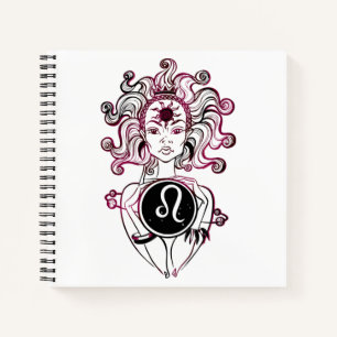 Personalized Leo Art Deco Lady Notebook