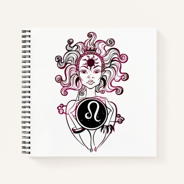 Personalized Leo Art Deco Lady Notebook (Front)
