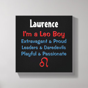 Personalized Leo Boy Zodiac Canvas Wrap Print