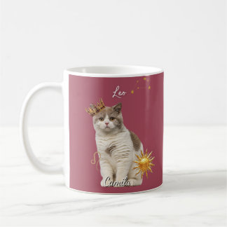 Personalized Leo Cat Mug with Name