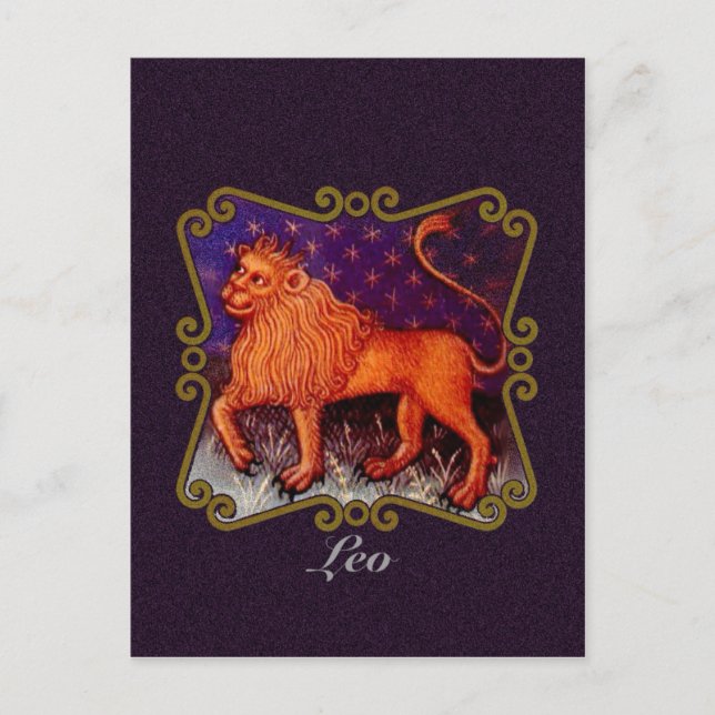 Personalized Leo lion starsigns gifts, vintage art Postcard (Front)