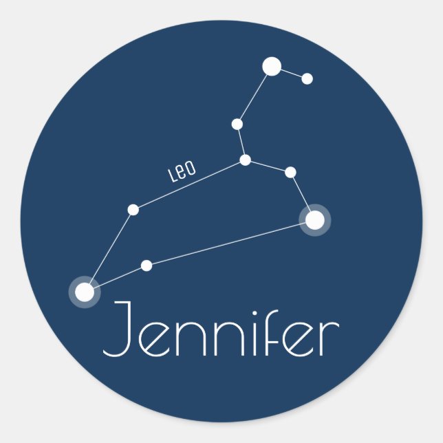 Personalized Leo Zodiac Constellation Classic Round Sticker (Front)