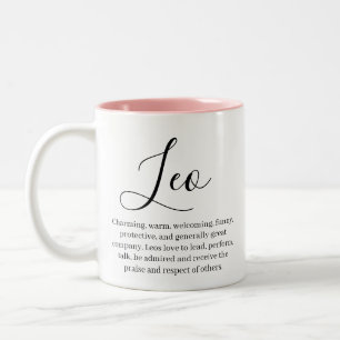 Personalized Leo Zodiac sign Name and traits Two-Tone Coffee Mug