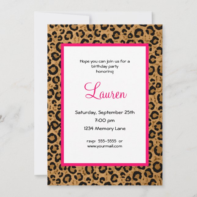 Personalized Leopard 30th Birthday Invitation (Front)