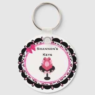 Personalized Leopard Bling Cupcake Keychain