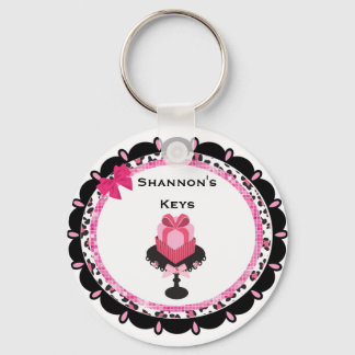 Personalized Leopard Bling Cupcake Keychain