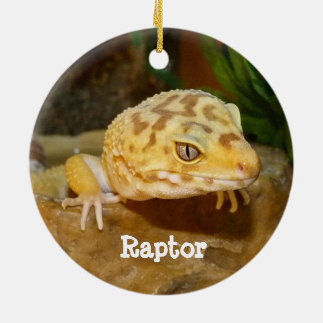 Personalized Leopard Gecko Lizard Ceramic Ornament (Back)