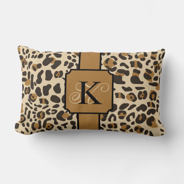 Personalized Leopard Jaguar Animal Print Pattern Lumbar Pillow (Front)