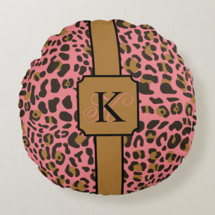 Personalized Leopard Jaguar Animal Print Pattern Round Pillow