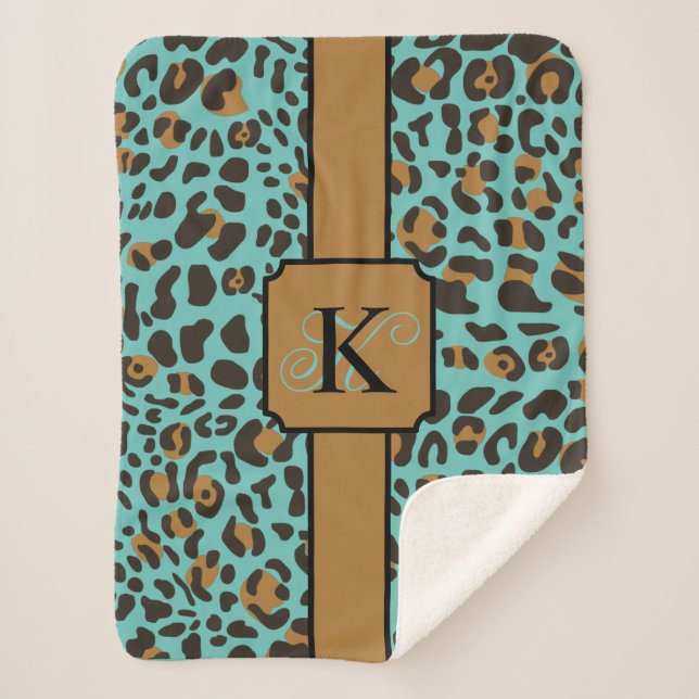 Personalized Leopard Jaguar Animal Print Pattern Sherpa Blanket (Front)