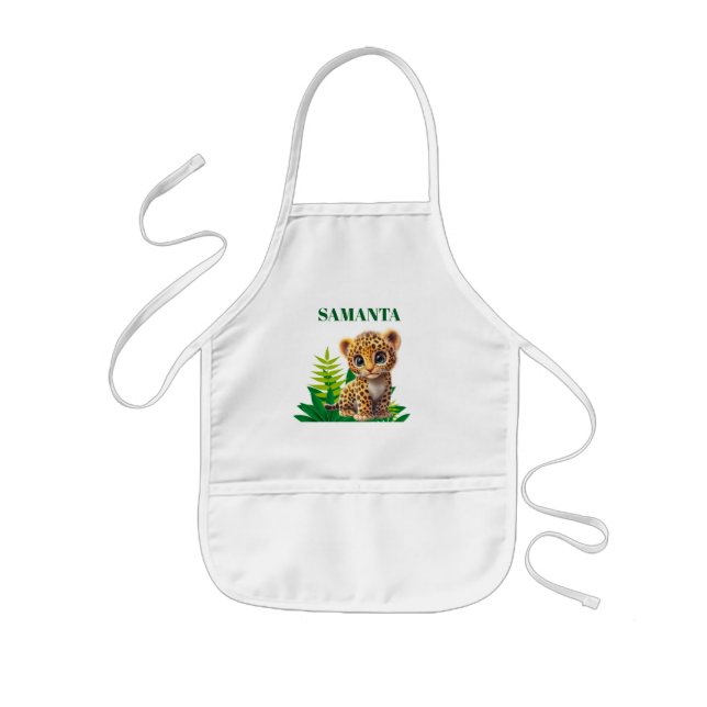 Personalized Leopard Kids Art Apron (Front)
