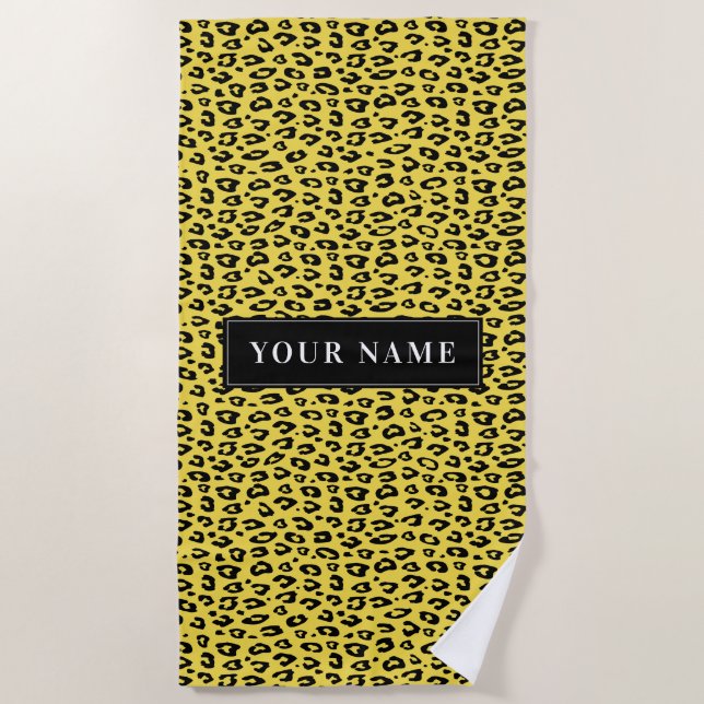 Personalized leopard pattern wild animal print beach towel (Front)