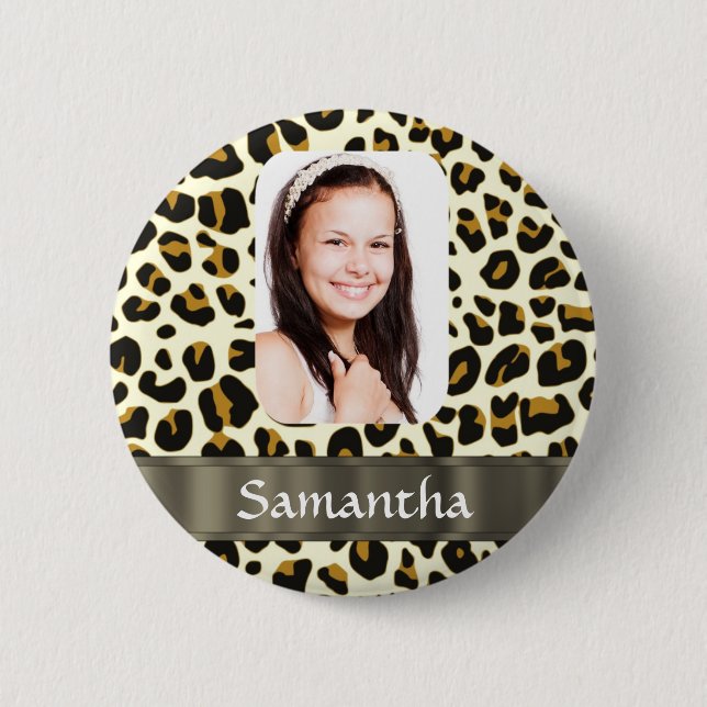 Personalized leopard print 2 inch round button (Front)