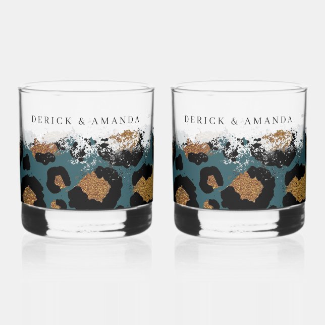 Personalized Leopard Print Bar Glasses (Left)