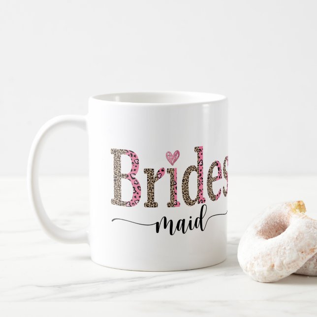 Personalized Leopard Print Bridesmaid gift Coffee Mug (With Donut)