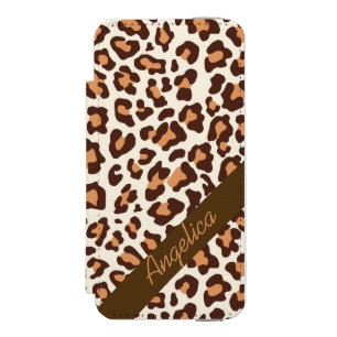 Personalized Leopard Print Brown Tan Cream Case Incipio Watson™ iPhone 5 Wallet Case