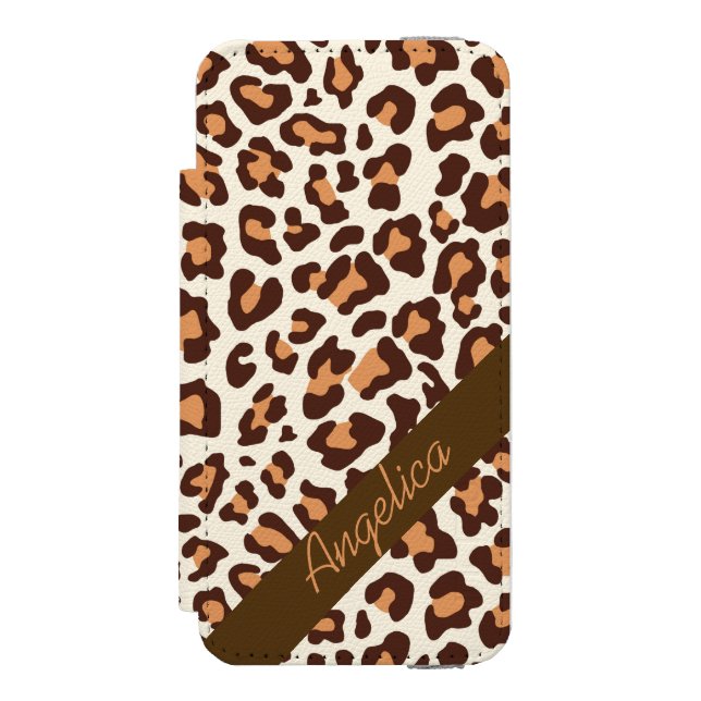 Personalized Leopard Print Brown Tan Cream Case Incipio iPhone Wallet Case (Folio Front)