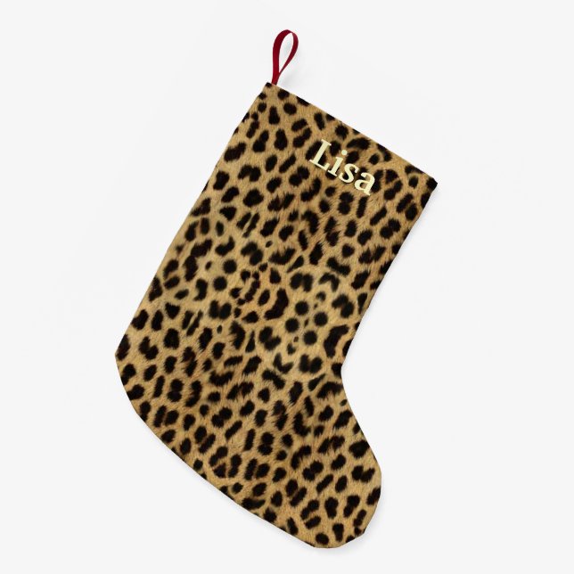 Personalized Leopard Print Christmas Stocking (Front (Hanging))