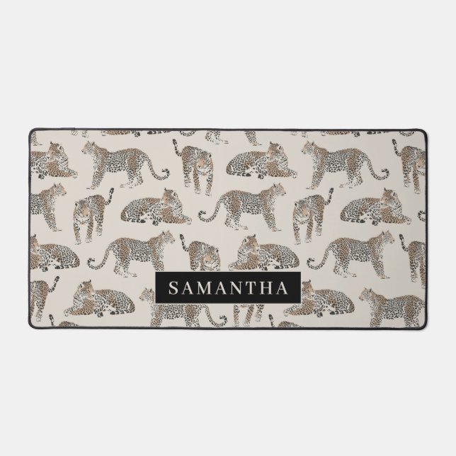 Personalized Leopard Print  Custom Name  Desk Mat (Front)