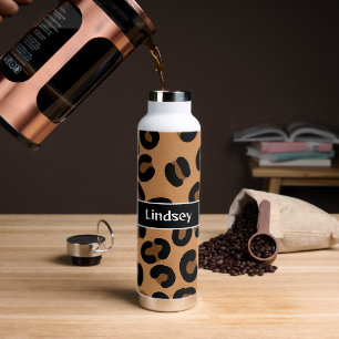 Personalized Leopard Print Fluid Art Water Bottle