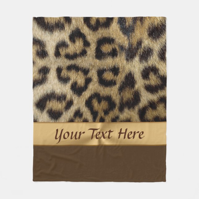 PERSONALIZED Leopard Print Gifts for Her Fleece Blanket (Front)