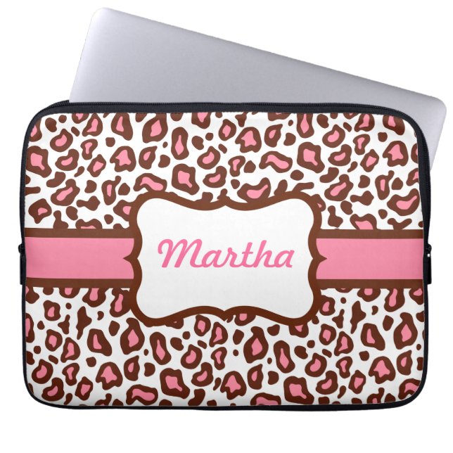 Personalized Leopard Print Laptop Sleeve (Front)