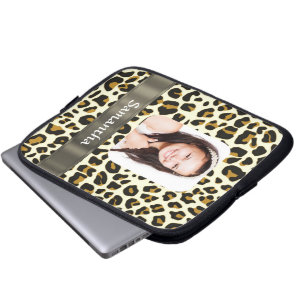 Personalized leopard print laptop sleeve