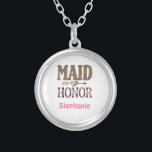 Personalized Leopard Print Maid of Honour Gift  Silver Plated Necklace<br><div class="desc">Personalize this Maid of Honour silver plated necklace or locket with her name. A great gift for your Maid of Honour.  Also see our bridesmaids,  and mother's necklaces.</div>