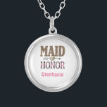 Personalized Leopard Print Maid of Honour Gift  Silver Plated Necklace<br><div class="desc">Personalize this Maid of Honour silver plated necklace or locket with her name. A great gift for your Maid of Honour.  Also see our bridesmaids,  and mother's necklaces.</div>