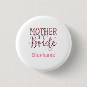 Personalized Leopard Print Mother of Bride Gift  1 Inch Round Button