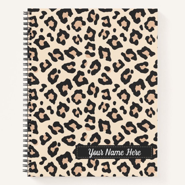 Personalized Leopard Print Spiral Notebook (Front)
