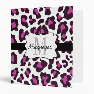 Personalized Leopard Purple Black White Binder
