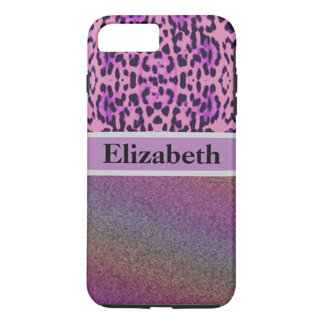 Personalized Leopard Purple Glitter Rhinestone Case-Mate iPhone Case (Back)