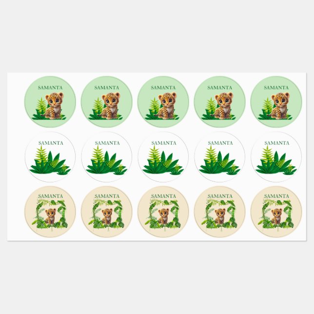 Personalized Leopard Waterproof Labels  (Sheet)