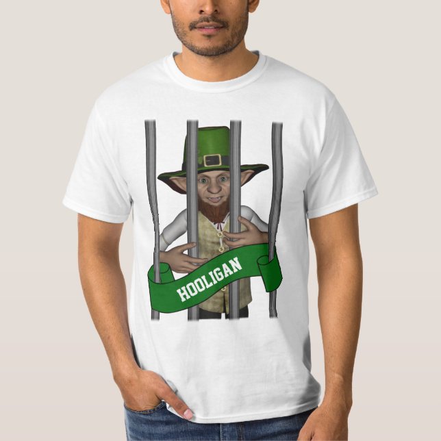 Personalized  leprechaun behind bars T-Shirt (Front)