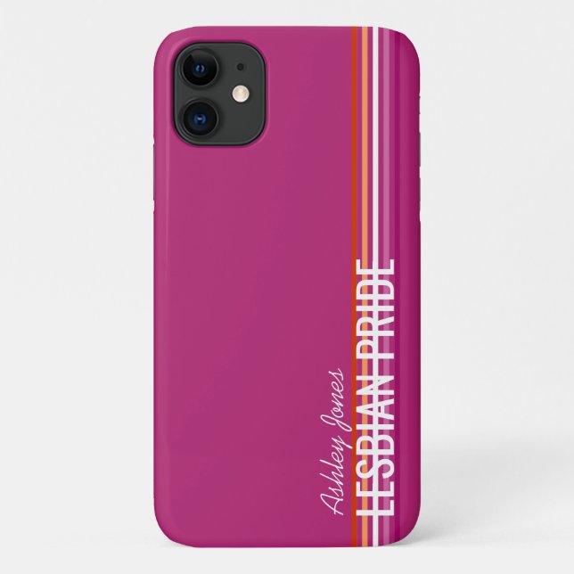 Personalized Lesbian Flag (5-Stripes) Stripes Pink Case-Mate iPhone Case (Back)