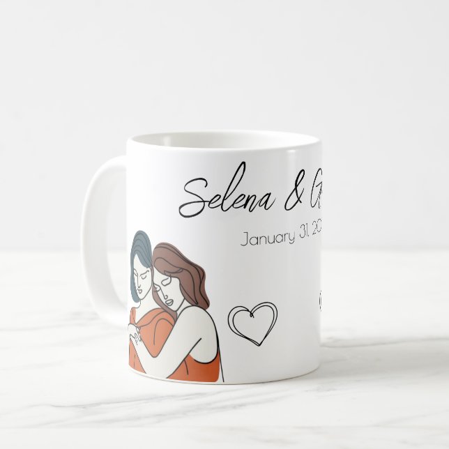 Personalized Lesbian Matching Coffee Mug (Front Left)