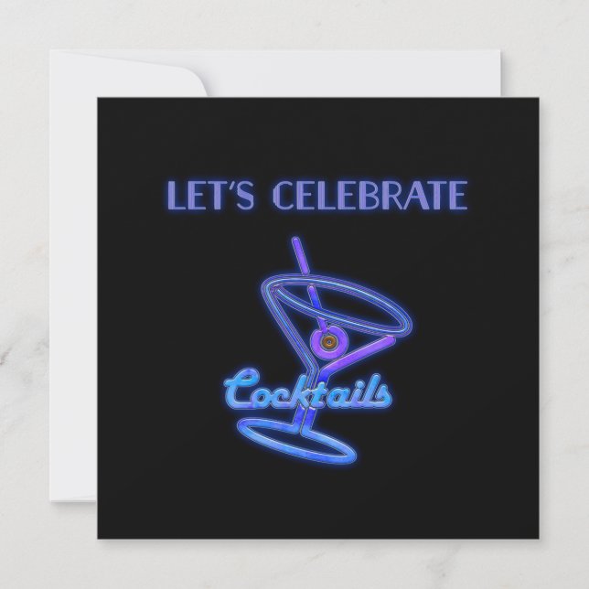 Personalized Let's Celebrate Cocktails Custom Text Invitation (Front)